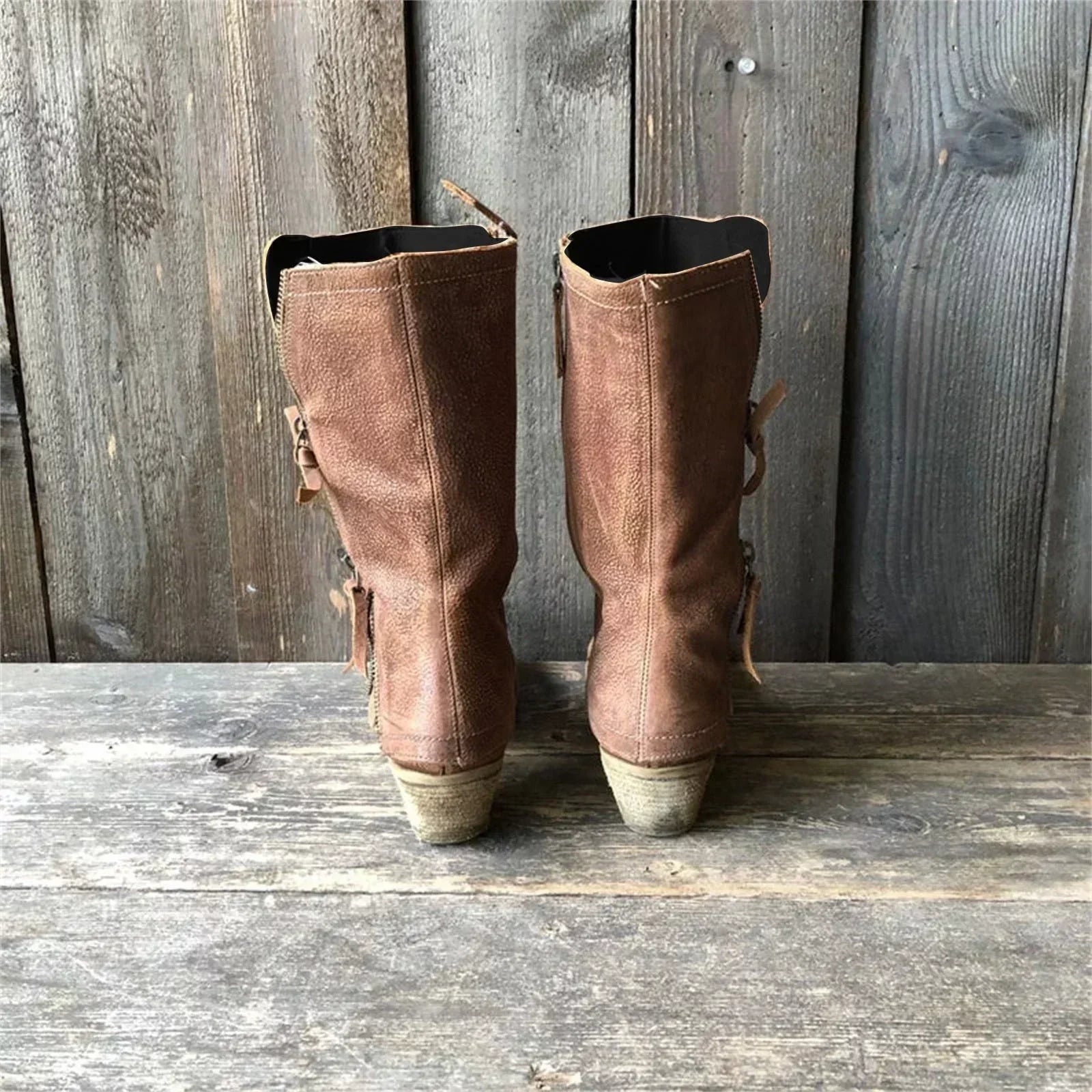 ELSA – MITTLÅNGA BOOTS I LÄDERLOOK