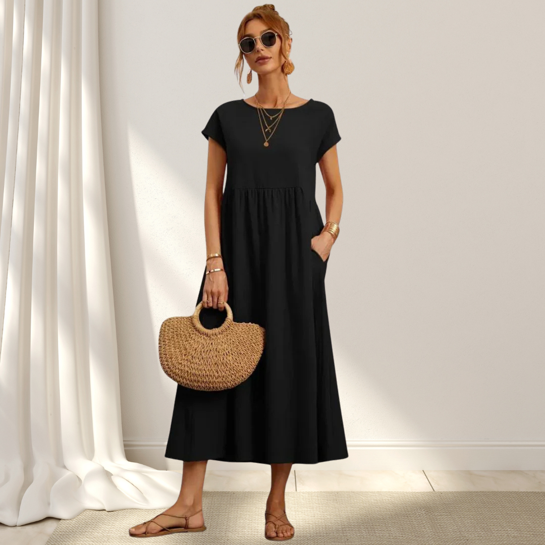 Clio – Elegant Sommarklänning – Lätt, Smickrande & Täcker Magen
