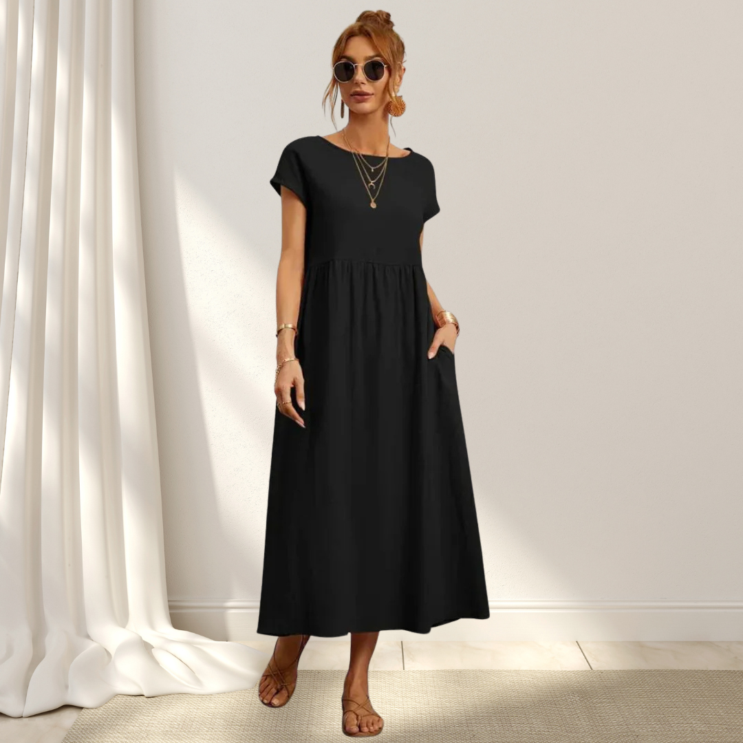 Clio – Elegant Sommarklänning – Lätt, Smickrande & Täcker Magen