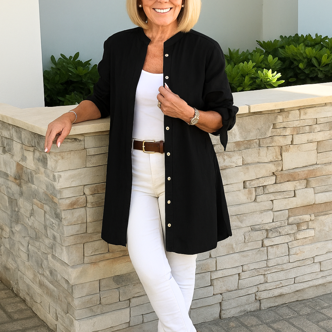 Margaret - Elegant Skjortblus Med Rosettärmar