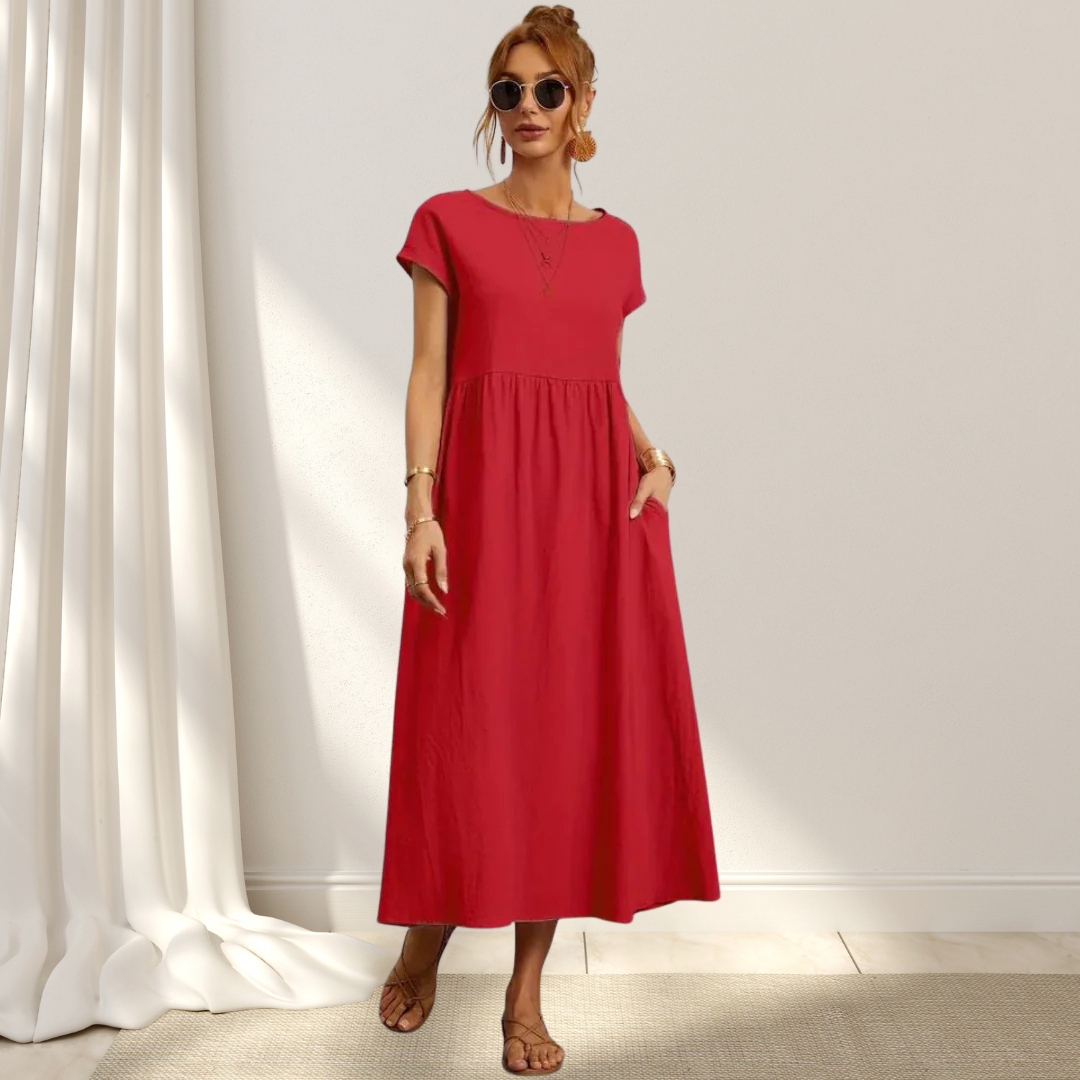 Clio – Elegant Sommarklänning – Lätt, Smickrande & Täcker Magen