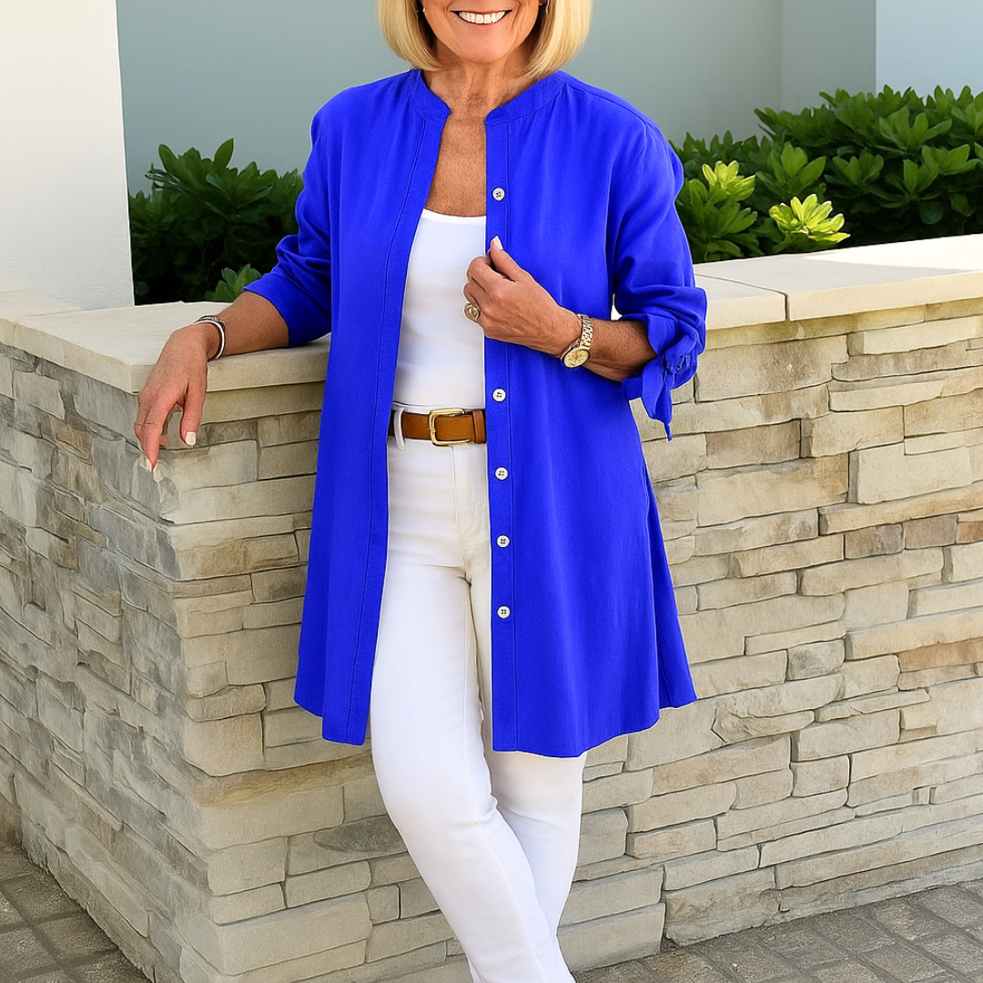 Margaret - Elegant Skjortblus Med Rosettärmar
