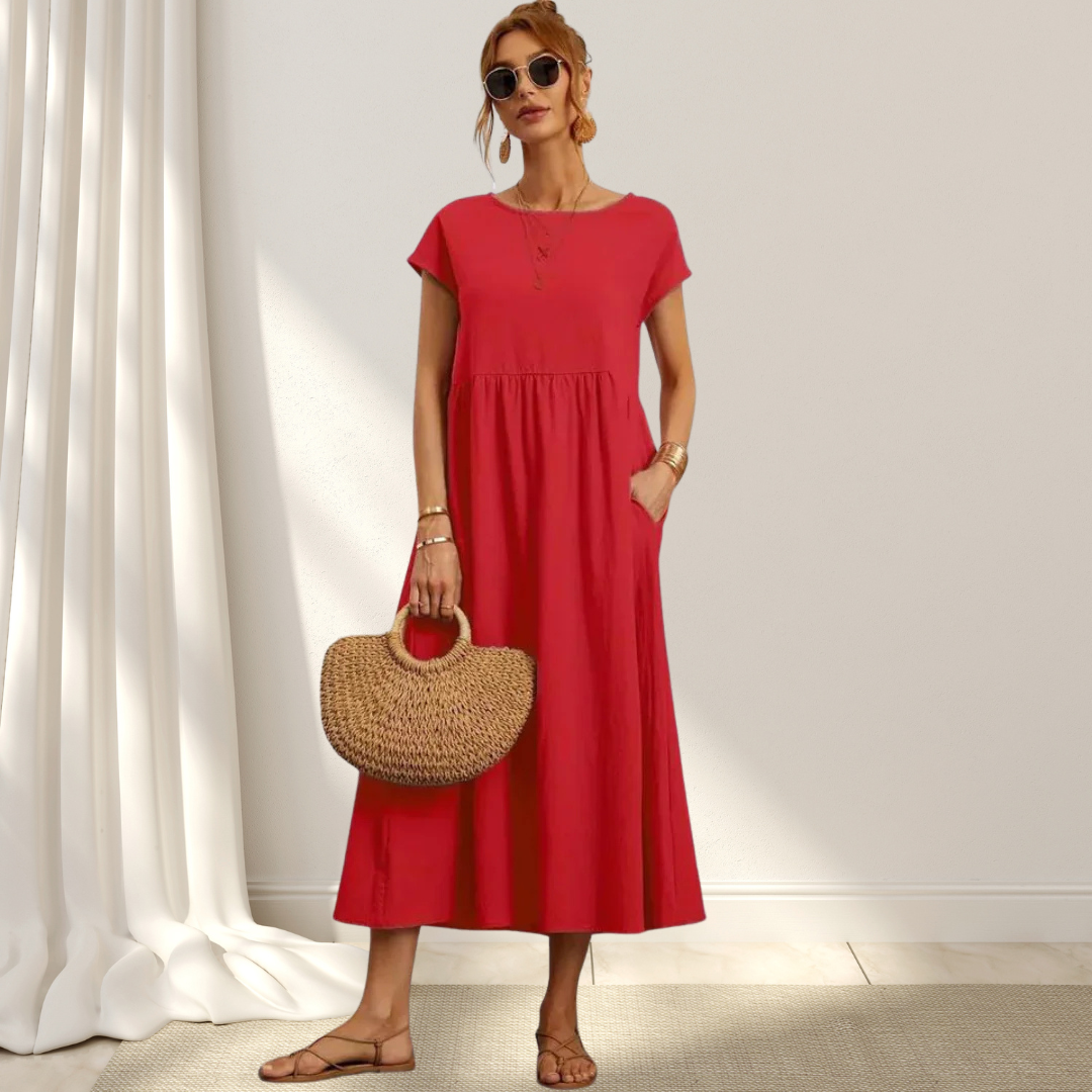 Clio – Elegant Sommarklänning – Lätt, Smickrande & Täcker Magen