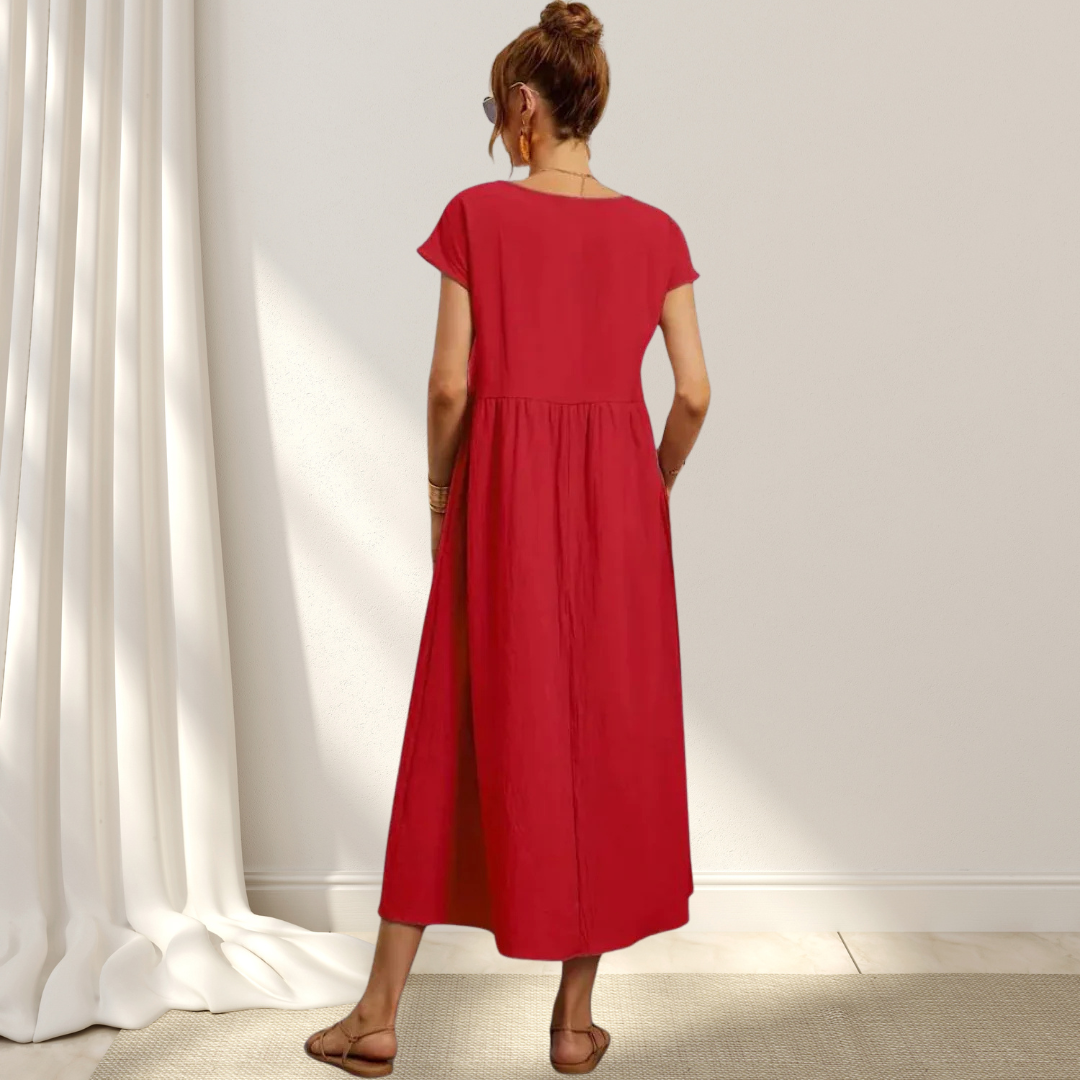 Clio – Elegant Sommarklänning – Lätt, Smickrande & Täcker Magen