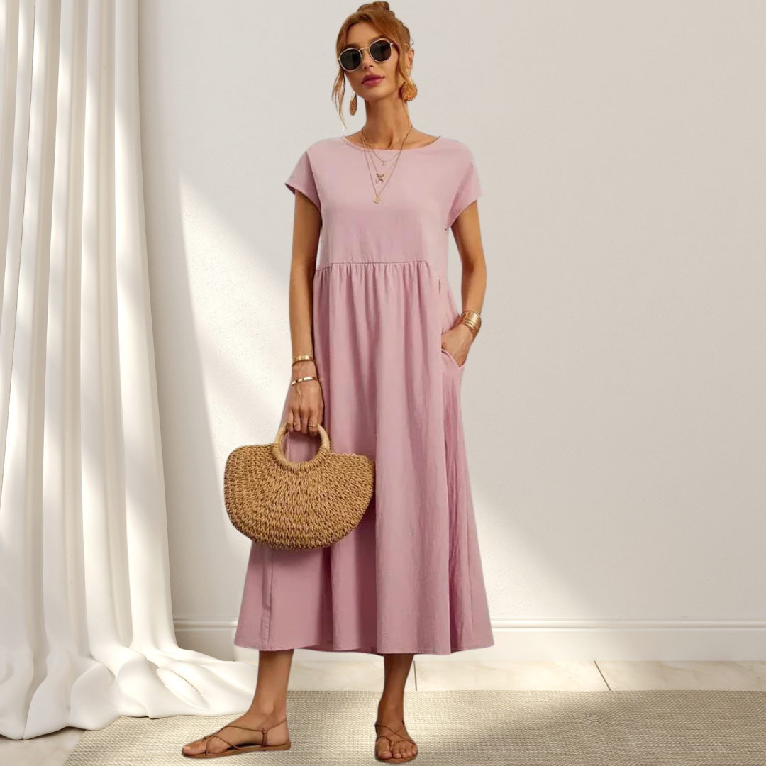 Clio – Elegant Sommarklänning – Lätt, Smickrande & Täcker Magen