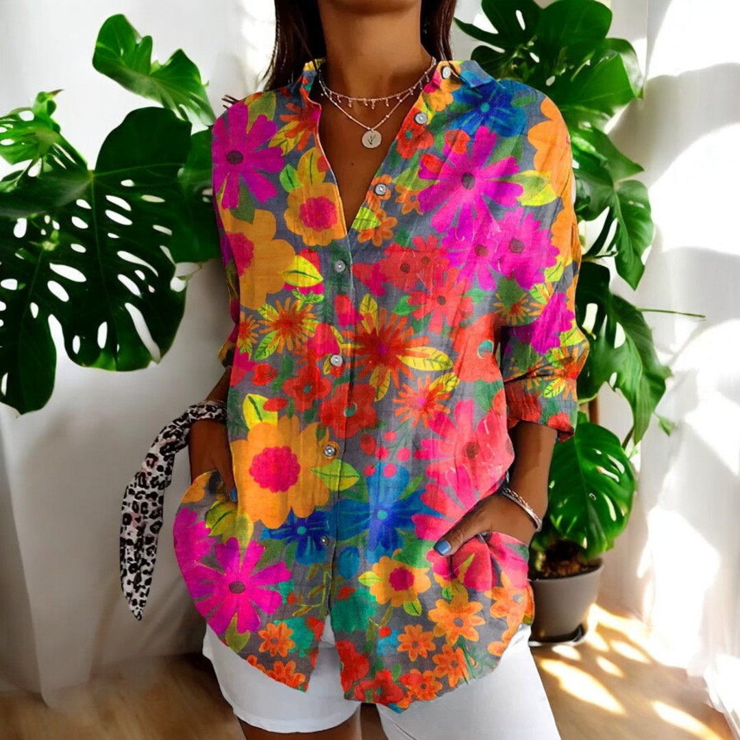 Gisela - Vintage Blommig Somrig Vardagsblus