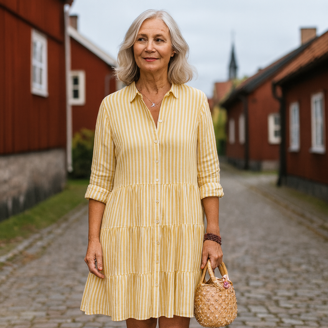 Elva - Lätt Randig Klänning