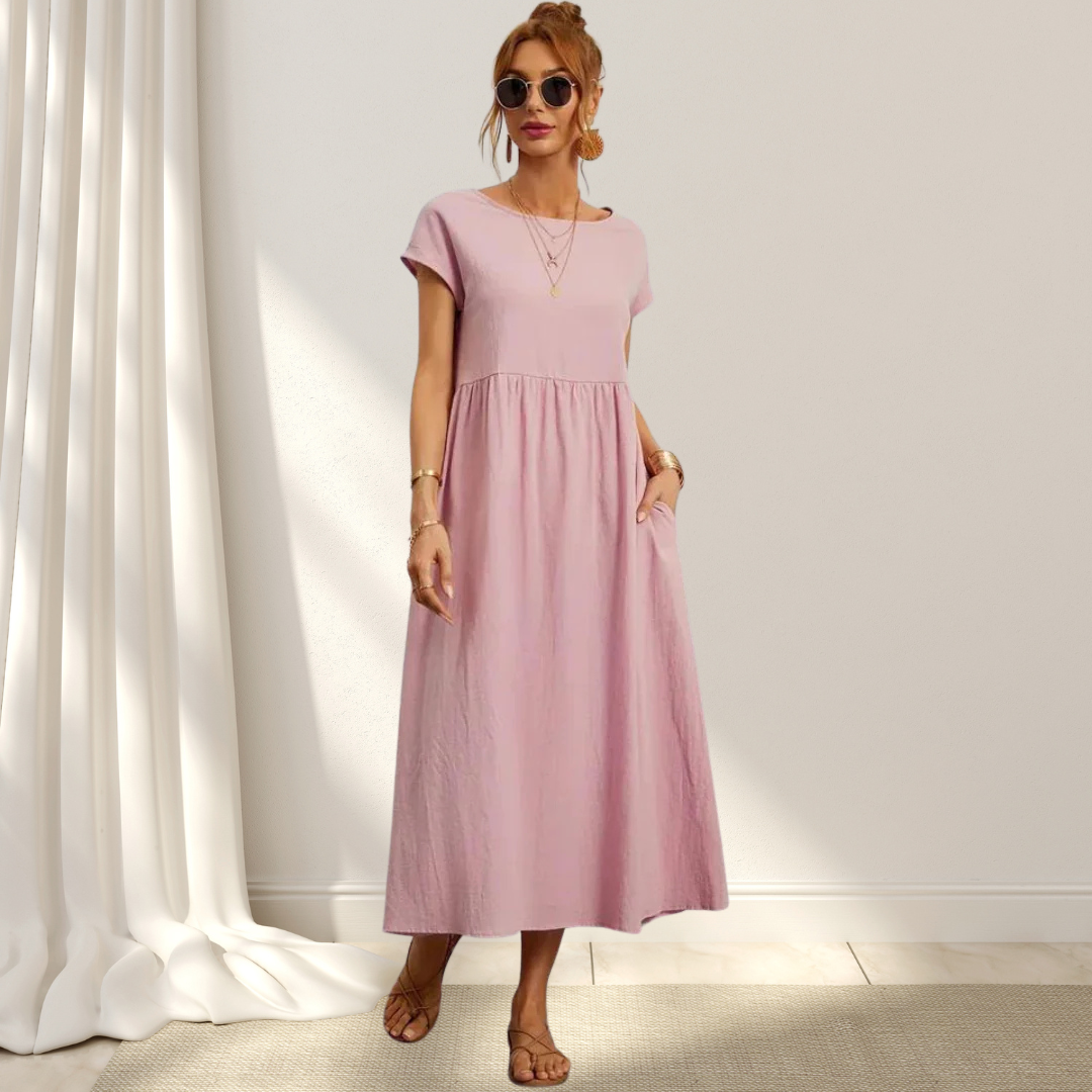Clio – Elegant Sommarklänning – Lätt, Smickrande & Täcker Magen