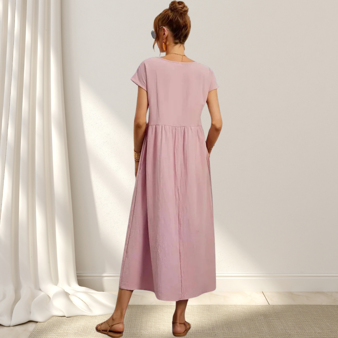 Clio – Elegant Sommarklänning – Lätt, Smickrande & Täcker Magen