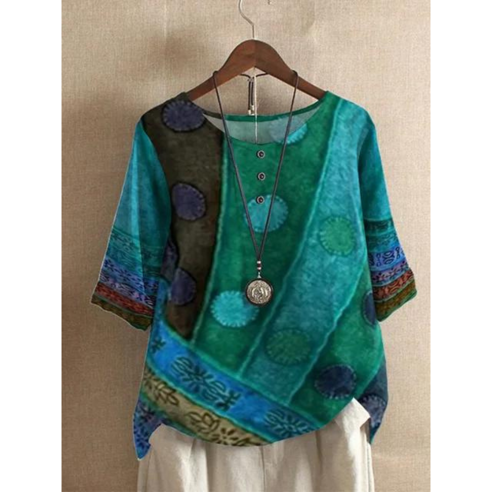Jessica – Ledig och Färgglad Boho-Blus