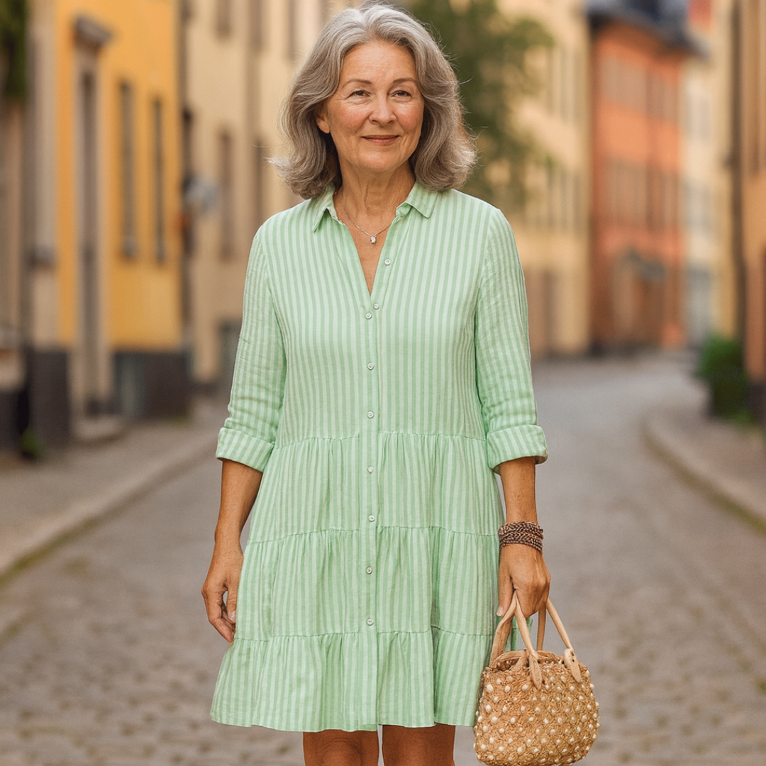 Elva - Lätt Randig Klänning