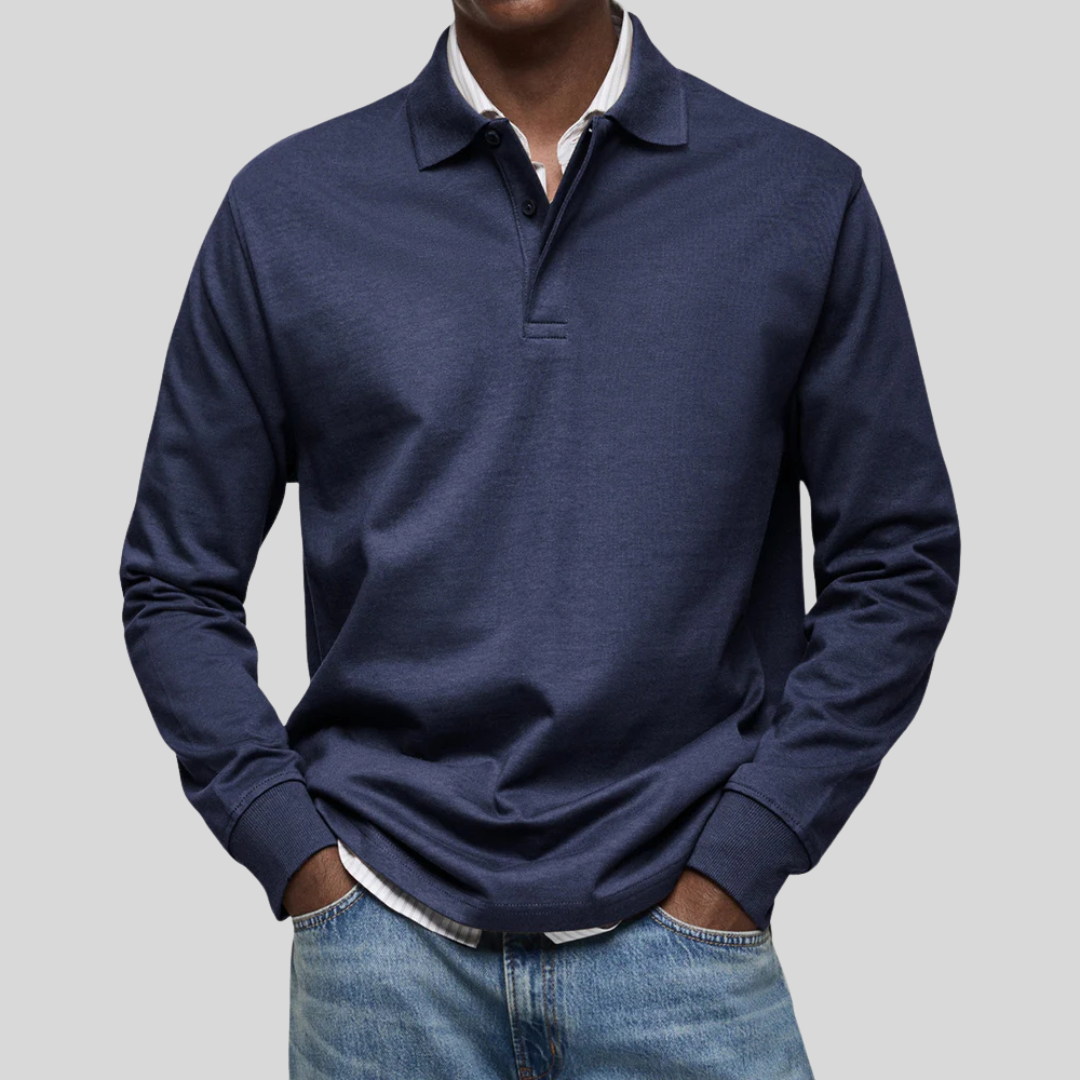 Gustav - Ledig Långärmad Modern Pikétröja