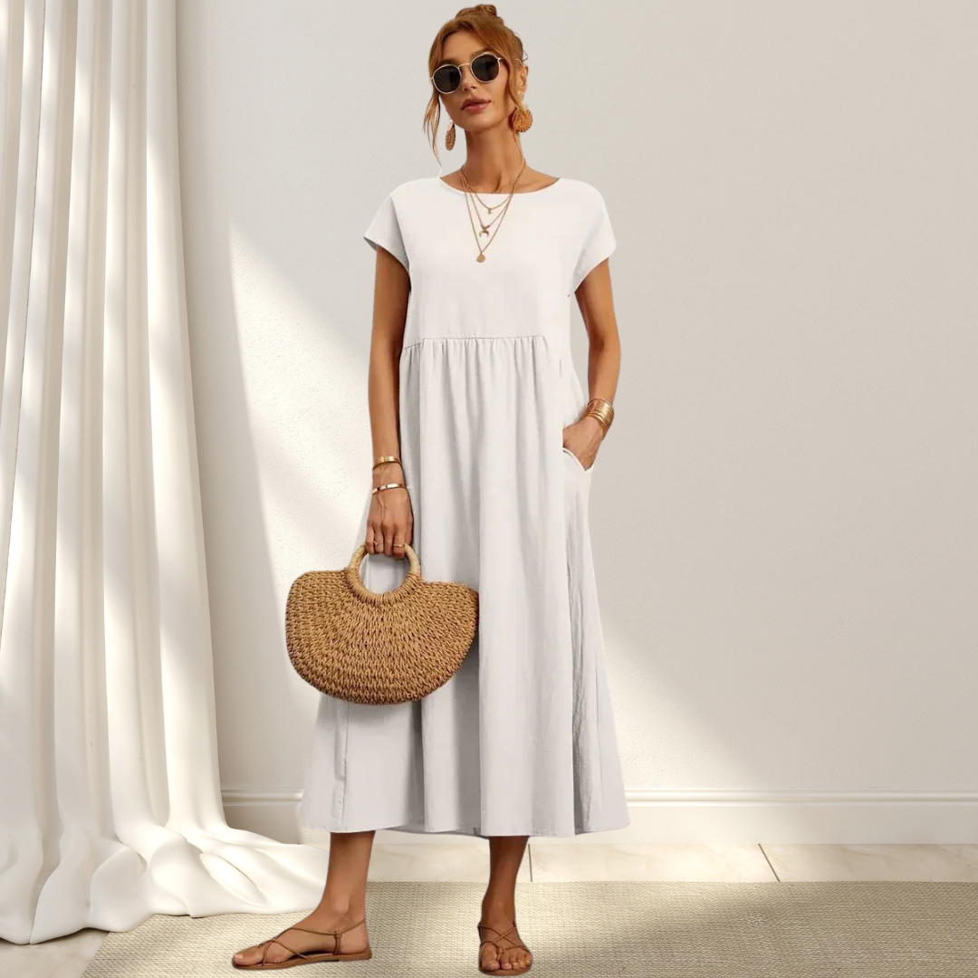 Clio – Elegant Sommarklänning – Lätt, Smickrande & Täcker Magen