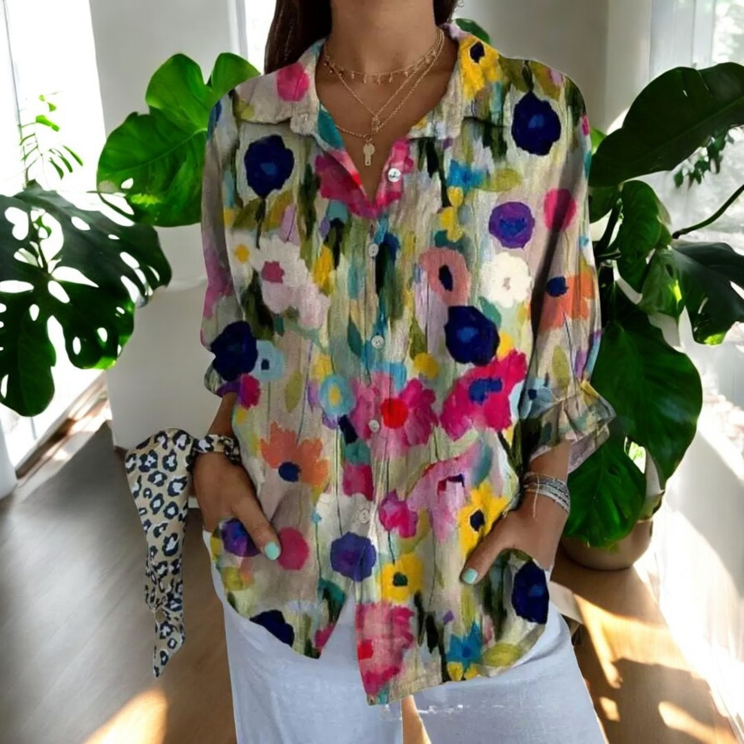 Gisela - Vintage Blommig Somrig Vardagsblus