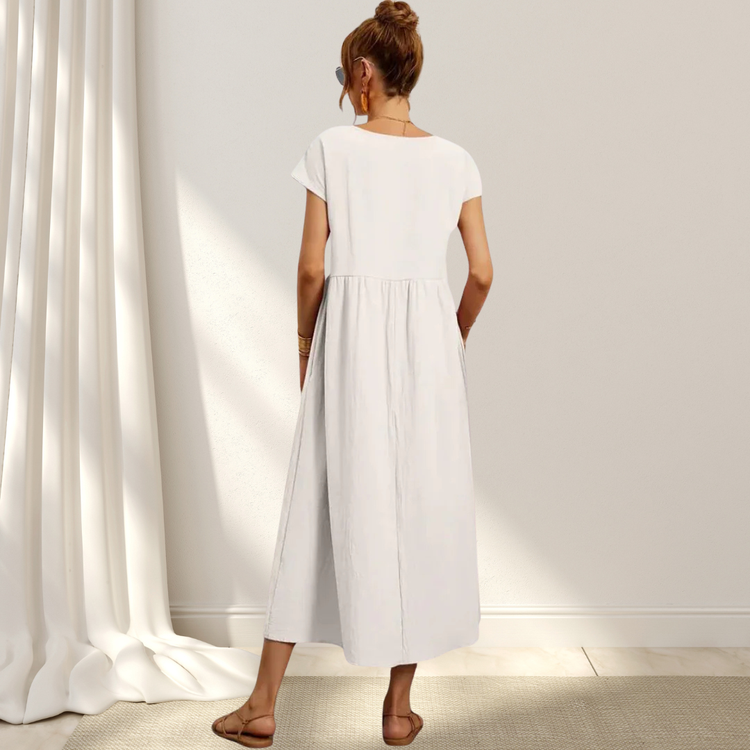Clio – Elegant Sommarklänning – Lätt, Smickrande & Täcker Magen