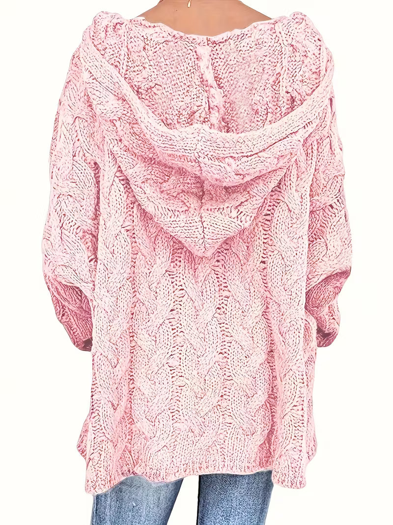 LOVI – MYSIG FLÄTSTICKAD TRÖJA MED HUVUD