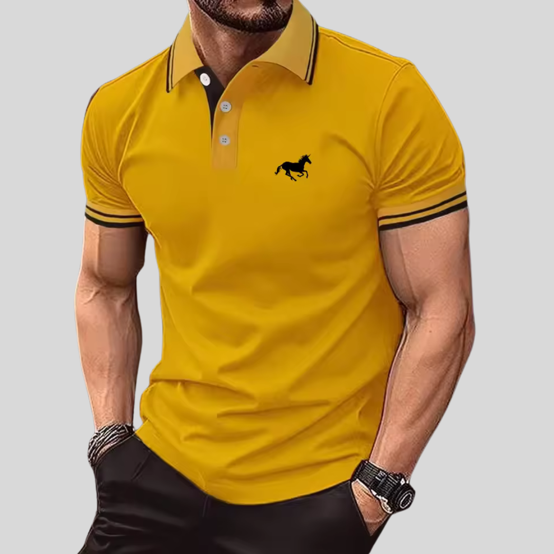 Wilhelm - Avslappnad T-shirt med Knappslå och Pikékrage