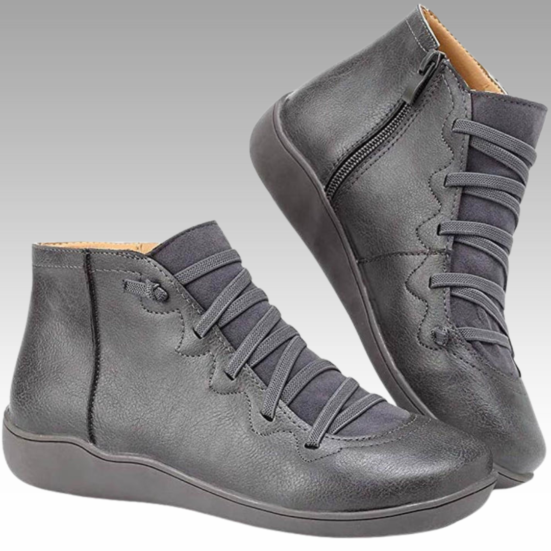 Nina - Trendiga Ortopediska Ankelboots i Vintage-stil