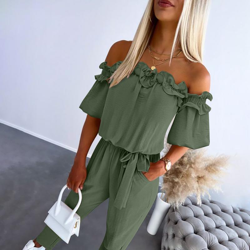 Elva - Off-Shoulder Byxdress med Volang