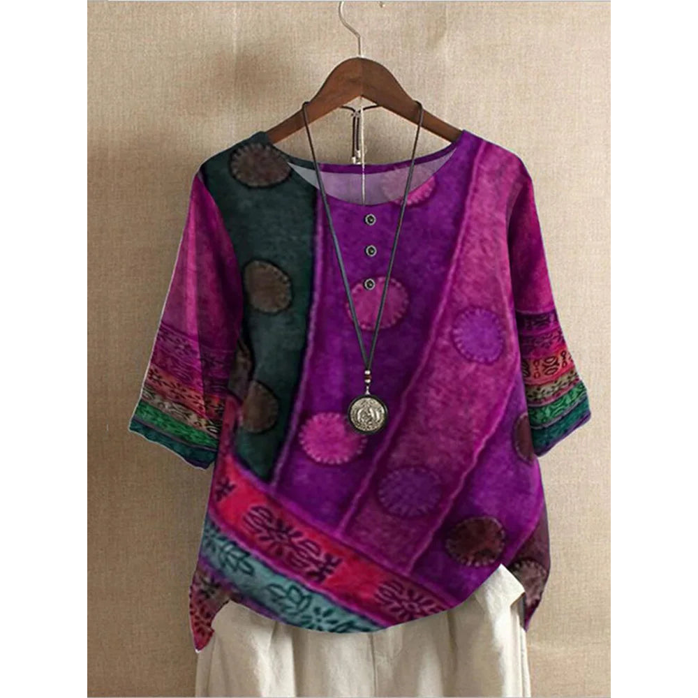 Jessica – Ledig och Färgglad Boho-Blus