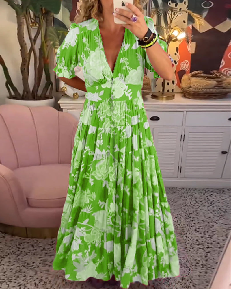 Katerina – Bekväm Blommig Klänning med Fickor