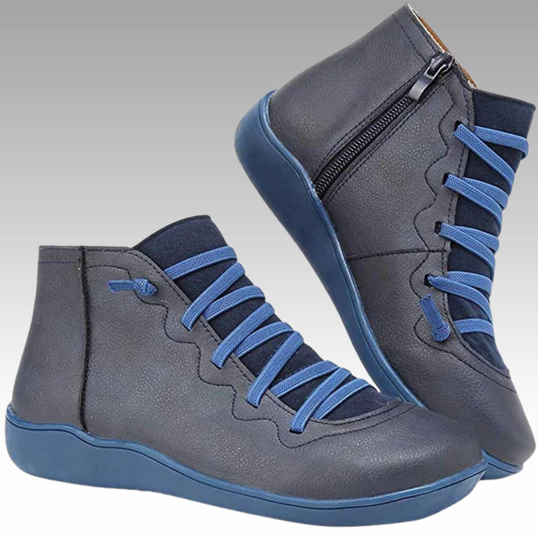 Nina - Trendiga Ortopediska Ankelboots i Vintage-stil