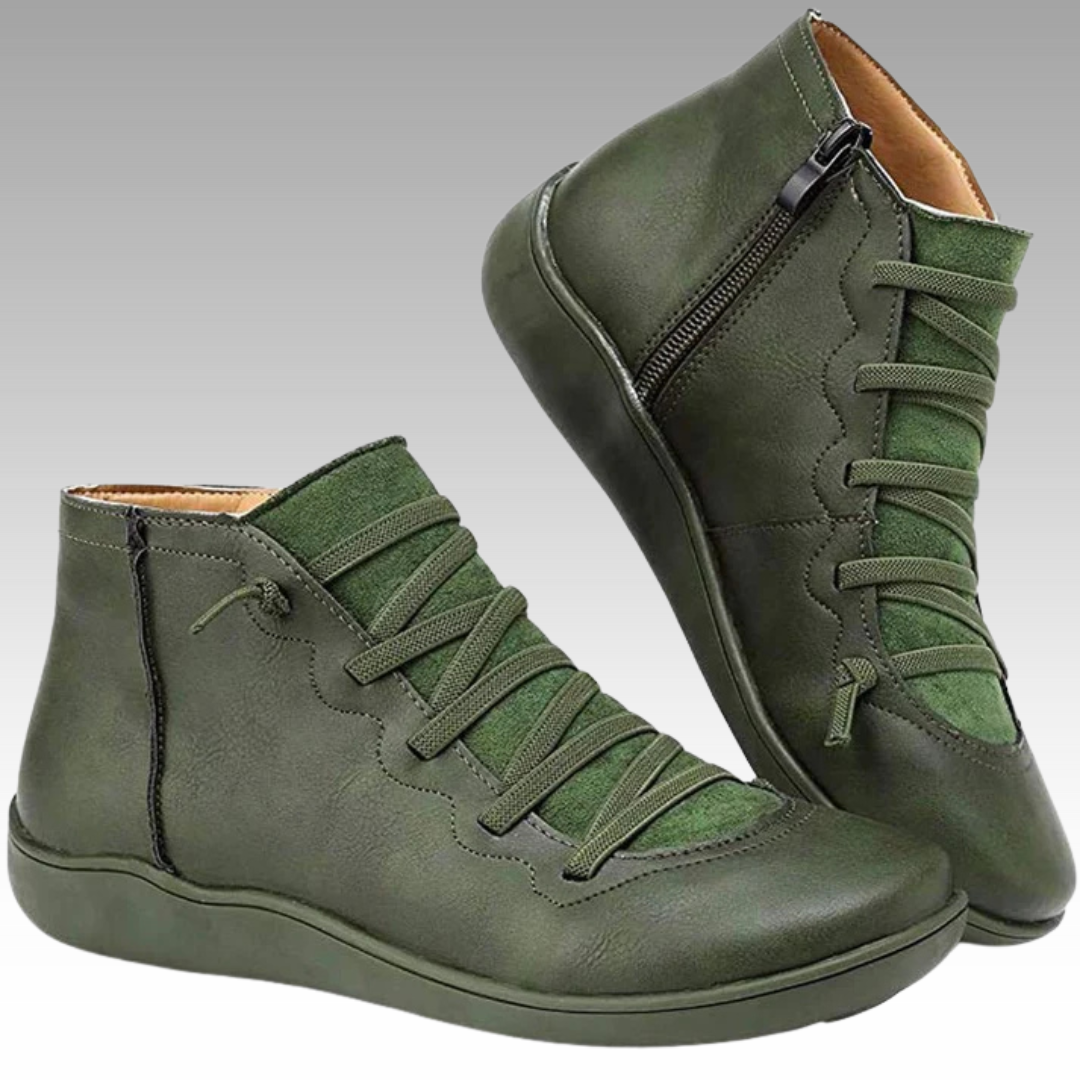 Nina - Trendiga Ortopediska Ankelboots i Vintage-stil