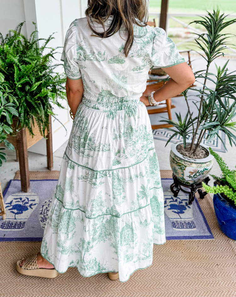 Elva - Klassisk Toile Maxiklänning