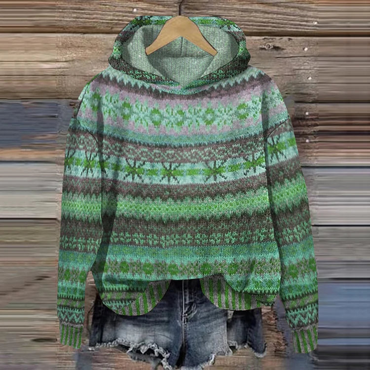 STELLA – STICKAD HOODIE MED NORDISKT MÖNSTER