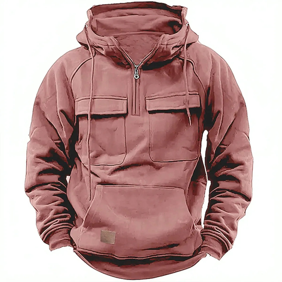 NILS – HALVDRAGKEDJE-HOODIE MED ARBETSINSPIRERAD DESIGN