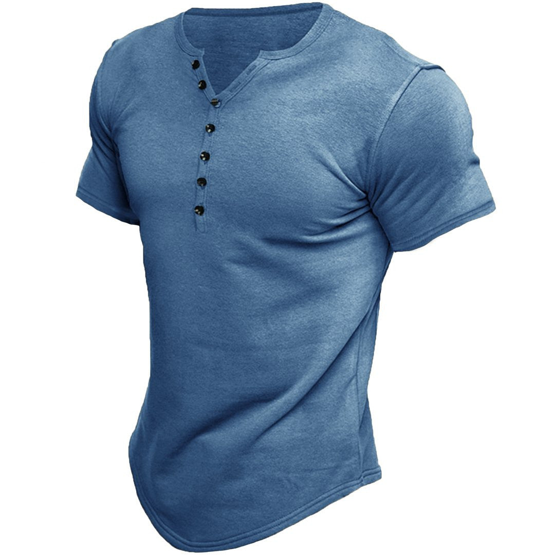 Brad - Kortärmad Henley T-shirt i Bomull