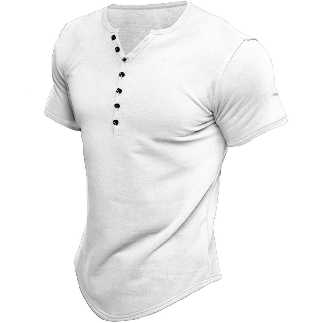 Brad - Kortärmad Henley T-shirt i Bomull