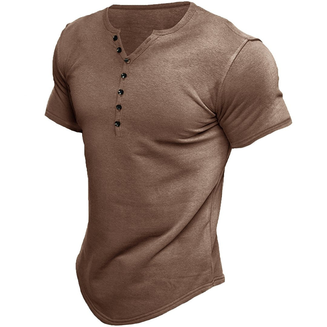 Brad - Kortärmad Henley T-shirt i Bomull
