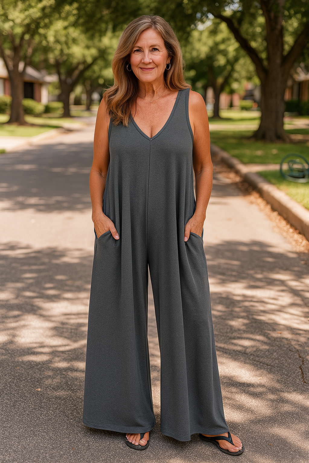 Elva - Ärmlös Byxdress med Vida Ben