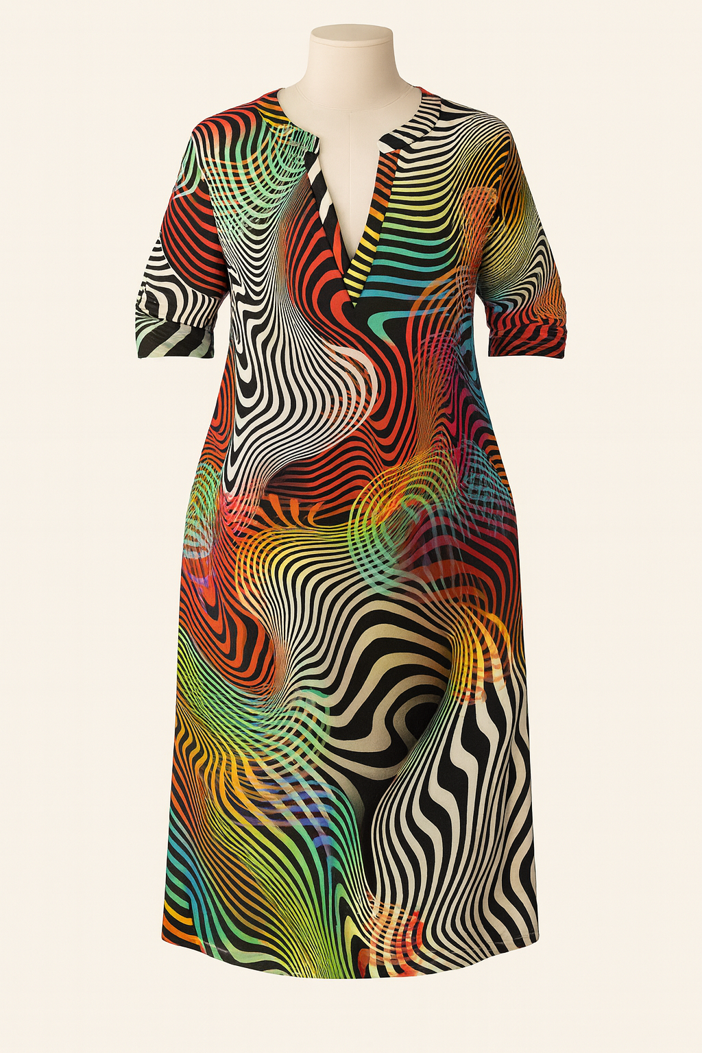 Yara – Elegant & Färgstark Sommarklänning med V-ringning