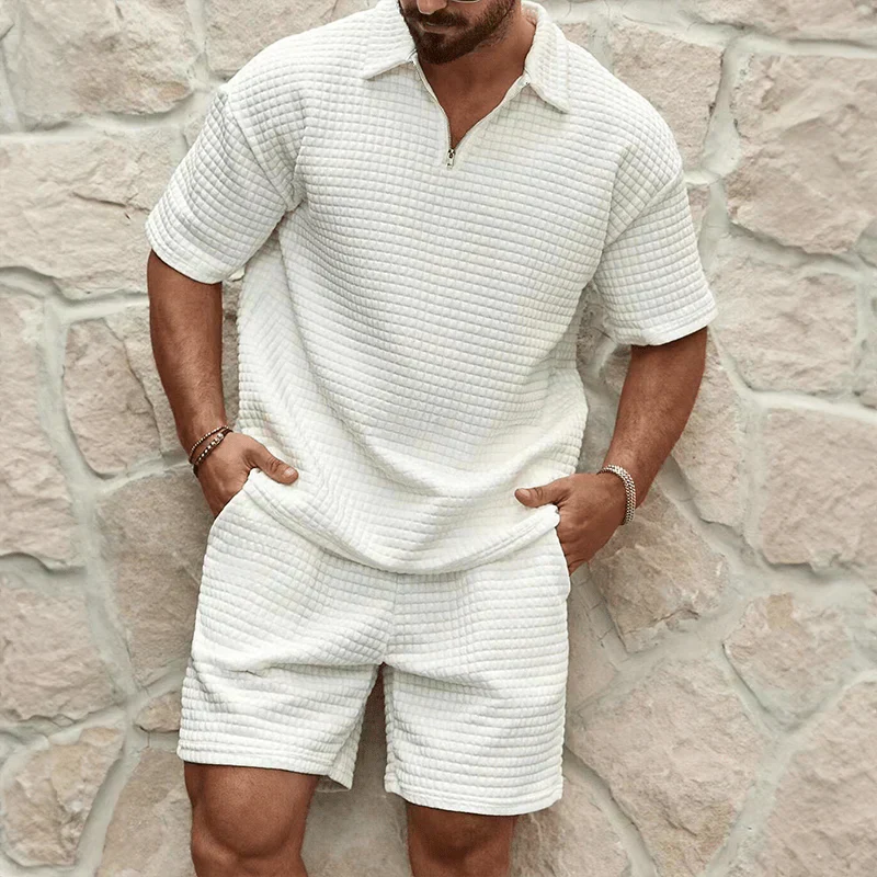 Miguel  - Herrernas Lyxiga Avslappnade T-shirt Och Shorts-set