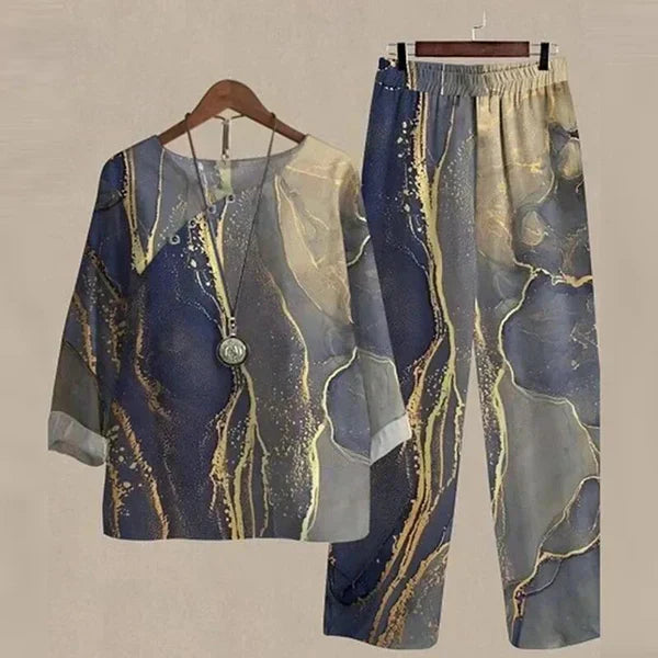Evania - Elegant & Luftigt Set med Blus och Byxor