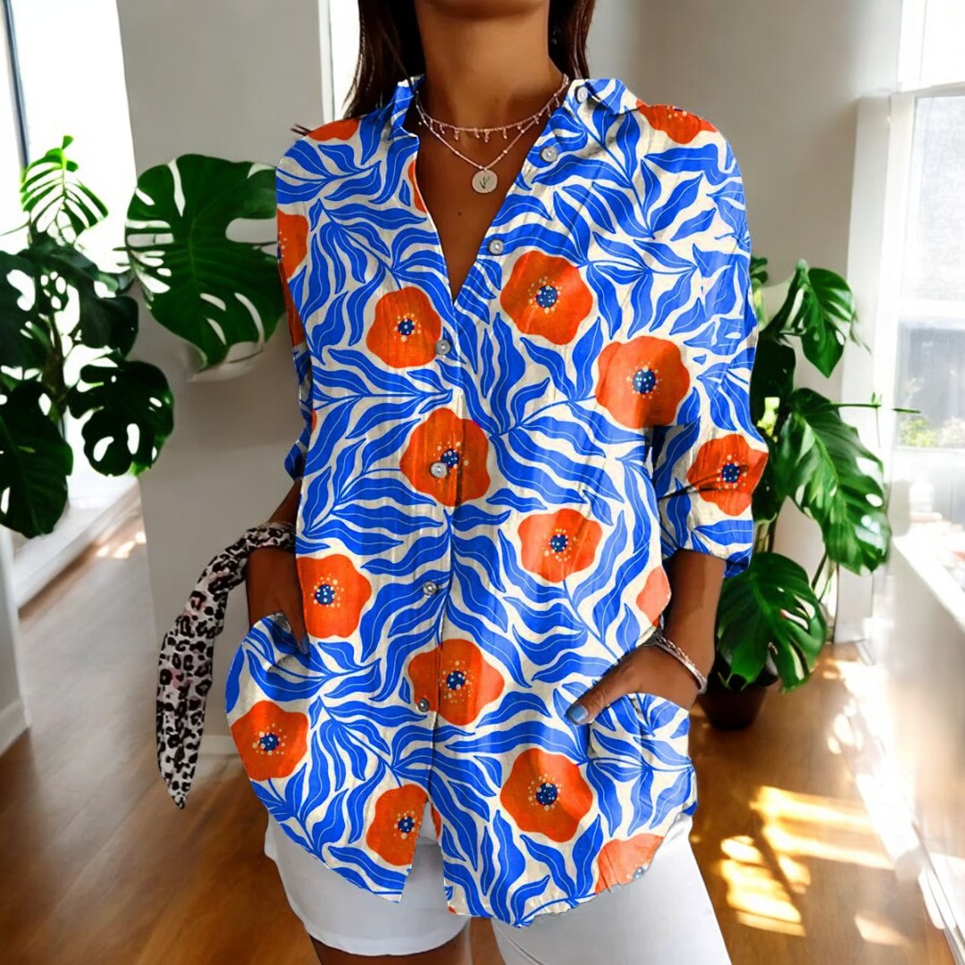 Gisela - Vintage Blommig Somrig Vardagsblus