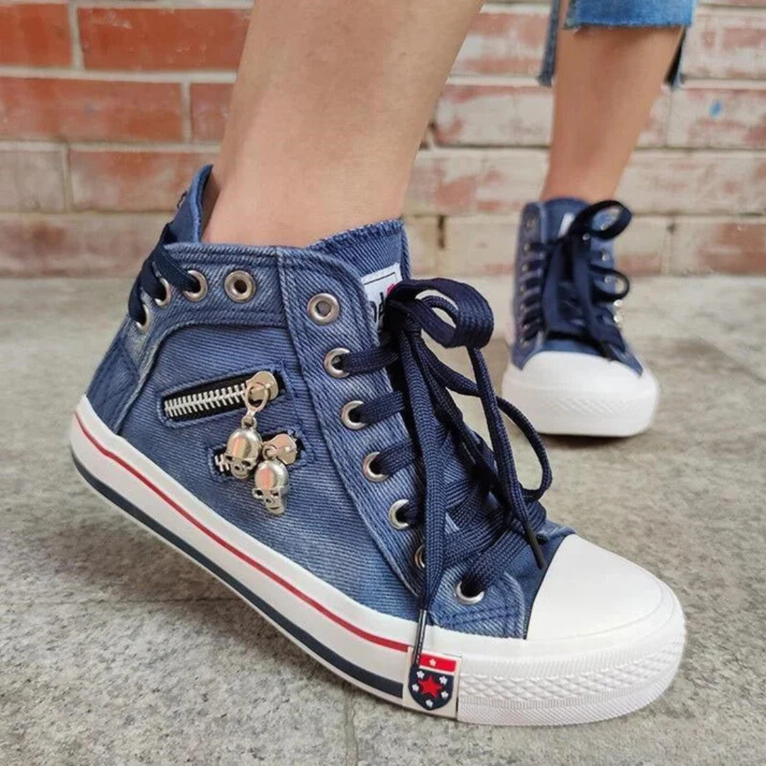 Kelsay - Chic och Bekväm Högskuren Denim Canvas Skor
