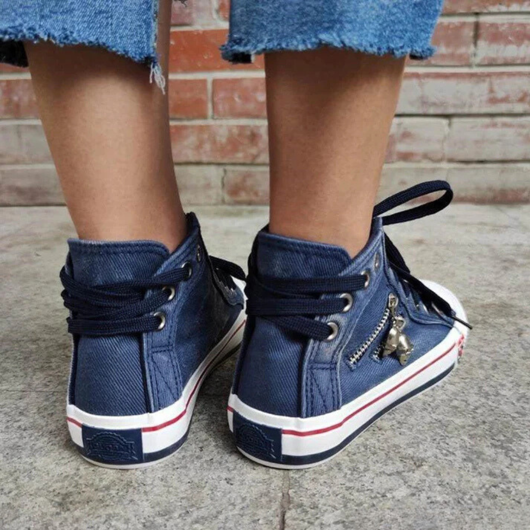 Kelsay - Chic och Bekväm Högskuren Denim Canvas Skor