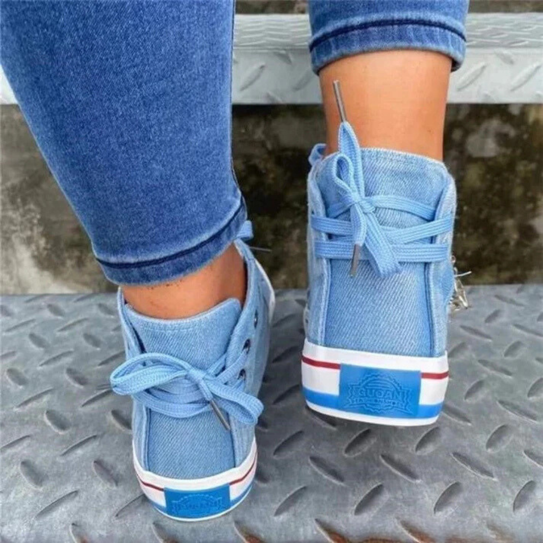 Kelsay - Chic och Bekväm Högskuren Denim Canvas Skor