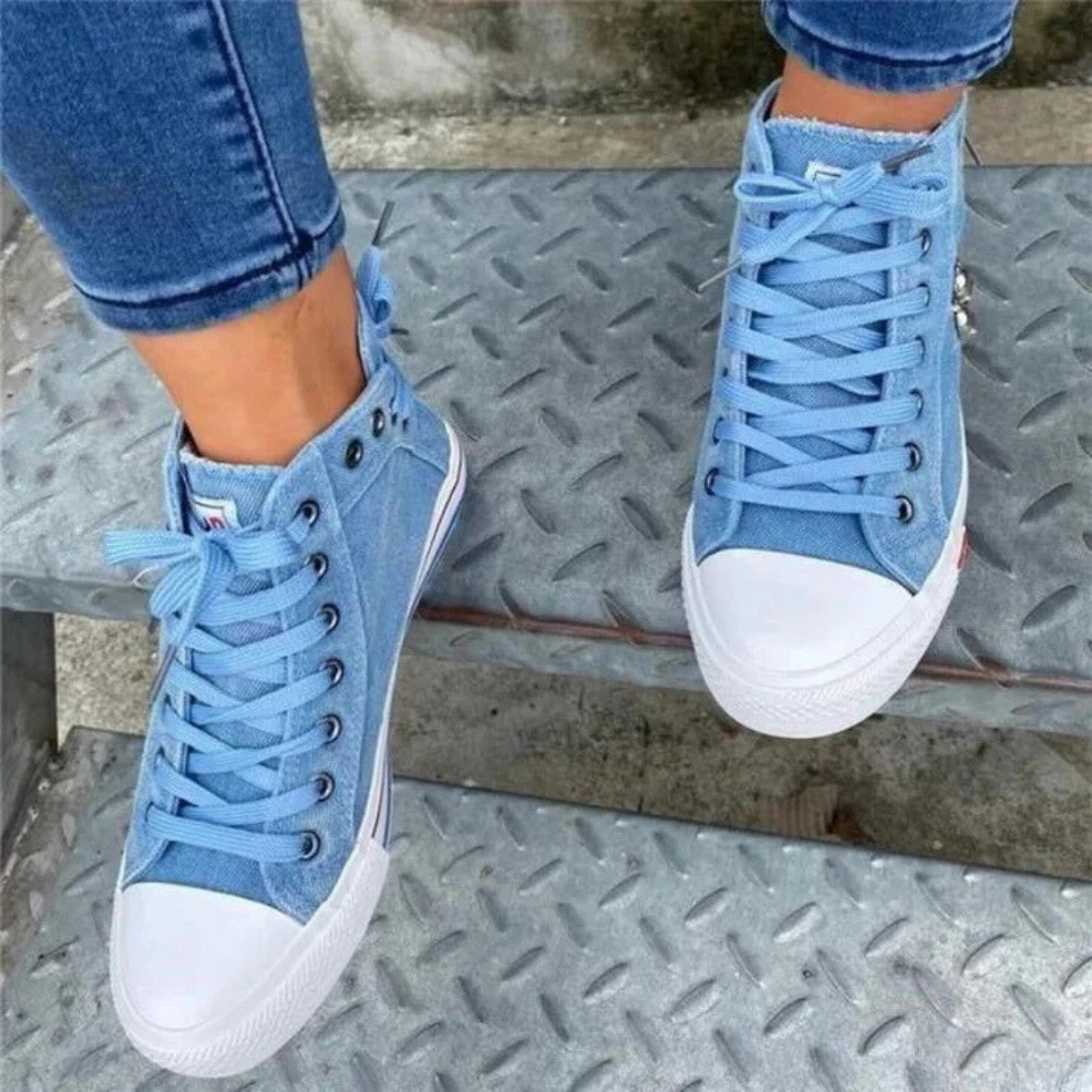 Kelsay - Chic och Bekväm Högskuren Denim Canvas Skor