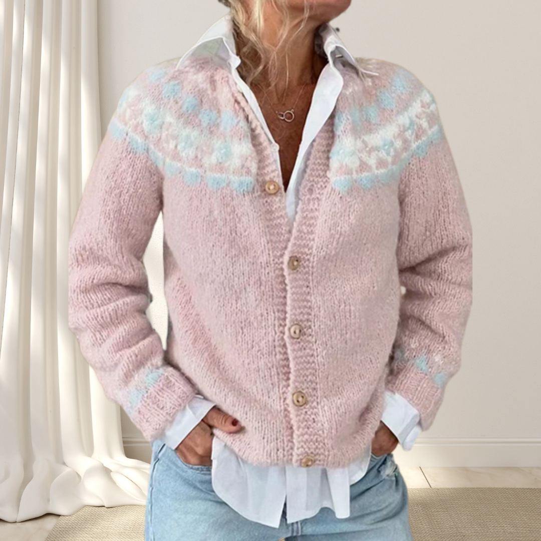 Virelle - Lösstickad Chic Cardigan med Mönster
