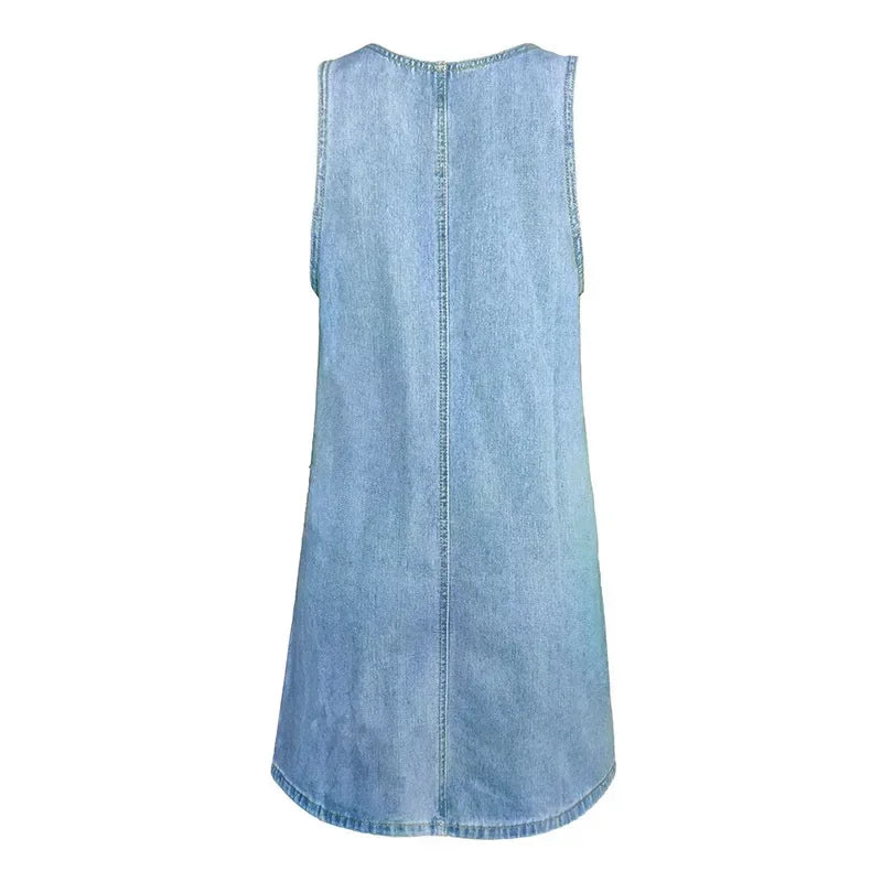 Elva - Praktisk och Lätt Denim Sommarklänning