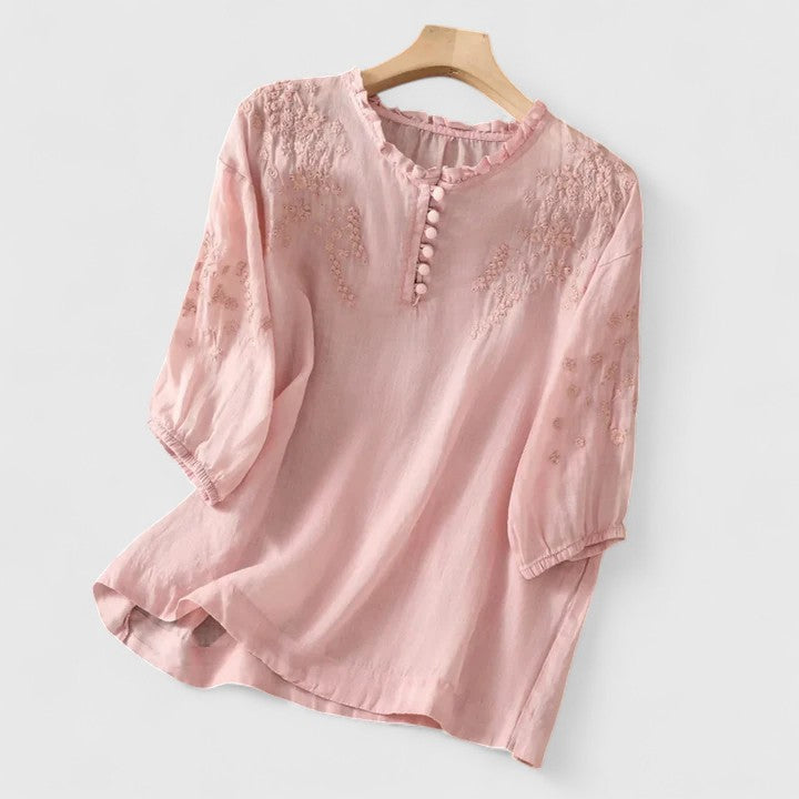 Elva - Elegant Blus med Knappframkan