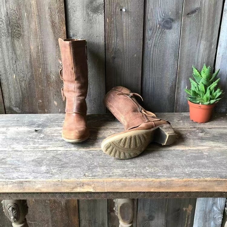 ELSA – MITTLÅNGA BOOTS I LÄDERLOOK
