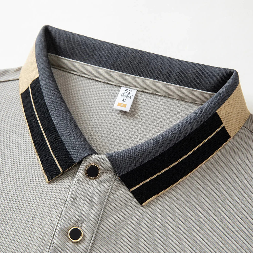 Marius – Elegant Pikétröja med Kontrasterande Detaljer