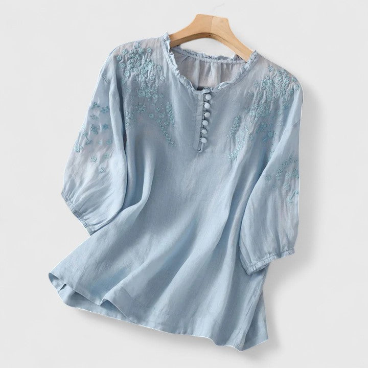 Elva - Elegant Blus med Knappframkan