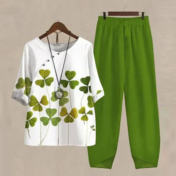 Evania - Elegant & Luftigt Set med Blus och Byxor
