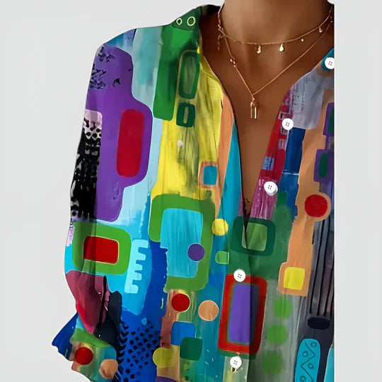 Lilou - Vardaglig Blus med Färgglad Design